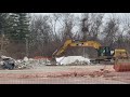 1-7- 2018 grand finale for the block wall shoping center Oneida flood buyout demolition with dust