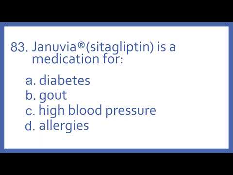 Top 200 Drugs Practice Test Question - Januvia (sitagliptin) is a medication for ( PTCE NAPLEX Prep)