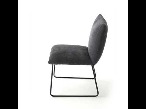 Gestoffeerde stoel Malaville (set van 2) chenille/ijzer - grijs/zwart