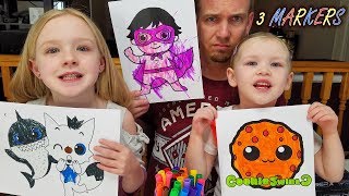 3 Marker Challenge YouTubers Edition #2 CookieSwirlC, PinkFong, Ryan ToysReview!!!