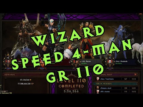 Diablo III Season 12 Gameplay - Speed 4man GR 110 (StarPact Wizard)