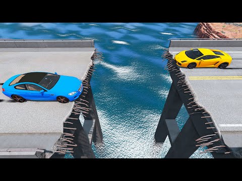 Cars vs Broken Bridge – BeamNG.Drive