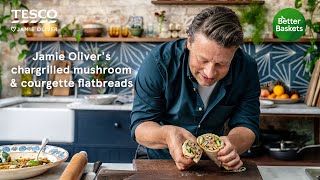 Mushroom and courgette flatbreads