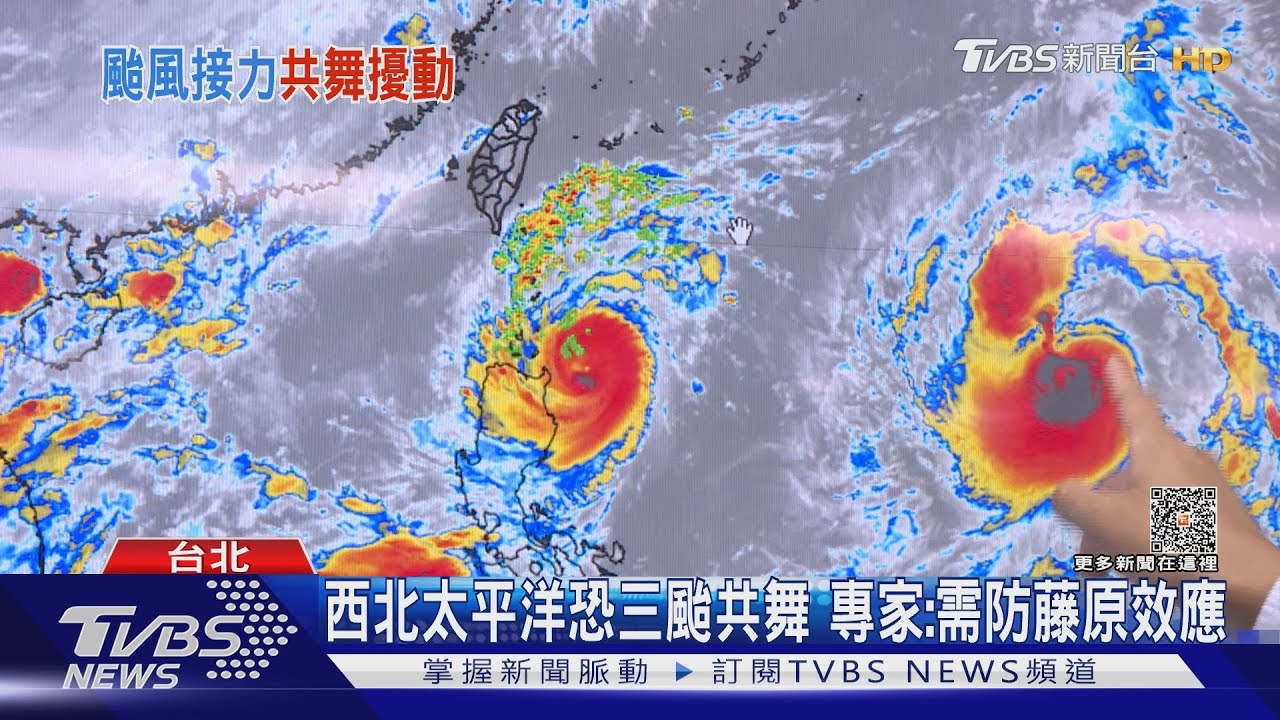 三颱共舞!蘇拉、海葵颱風和鴻雁 專家:須留意藤原效應
