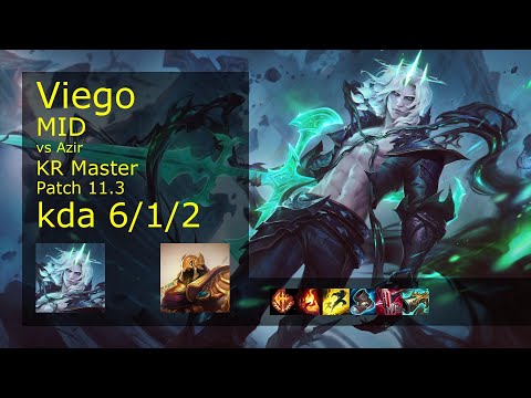 Viego Mid vs Azir - KR Master 6/1/2 Patch 11.3 Gameplay // [롤] 비에고 vs 아지르 미드