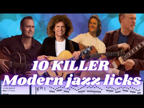 10 MODERN JAZZ licks (w/ TABS ) - Kurt Rosenwinkel, Pat Metheny, John McLaughlin, John Scofield +