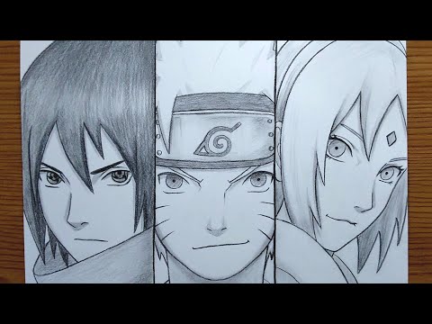 How To Draw Team 7 Trio (Sasuke - Naruto - Sakura) || Easy Anime Drawing Tutorial