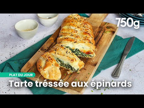 Savory braided tart with spinach and cheese