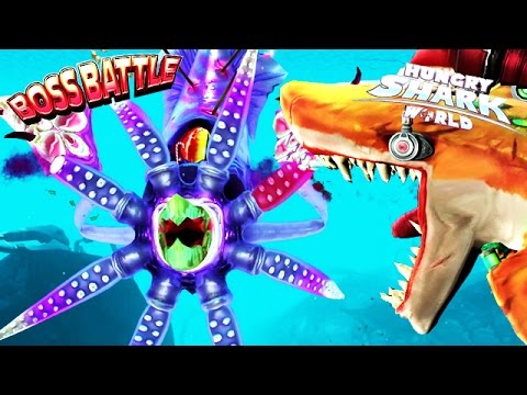 Hungry Shark World - Colossal Squid BOSS vs Atomic Shark 🦑