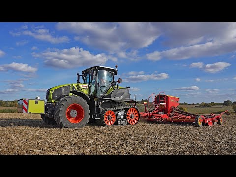 Claas Axion 960 Terra Trac & Väderstad Rapid A 800S drilling winter wheat