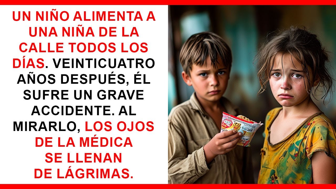 Un niño alimenta a una niña de la calle. Años después, sufre un accidente. La médica llora al verlo.