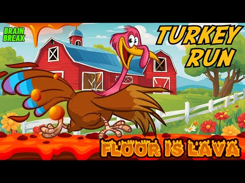 TURKEY RUN FLOOR IS LAVA GAME | THANKSGIVING BRAIN BREAK DANCE EXERCISE GAME | KIDS VIDEOS FOR KIDS