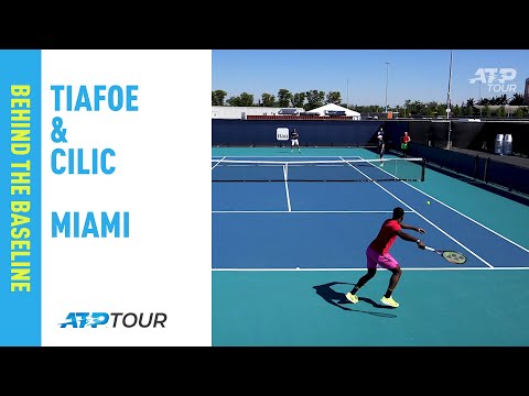 Теннис Tiafoe & Cilic Practice In Miami 2019