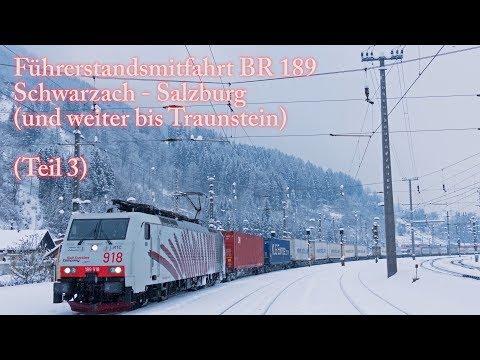 4k Führerstandsmitfahrt Tauernbahn im Winter. Teil III Schwarzach - Salzburg (- Traunstein)