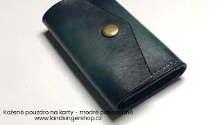 Kožené pouzdro na karty - modré patinované