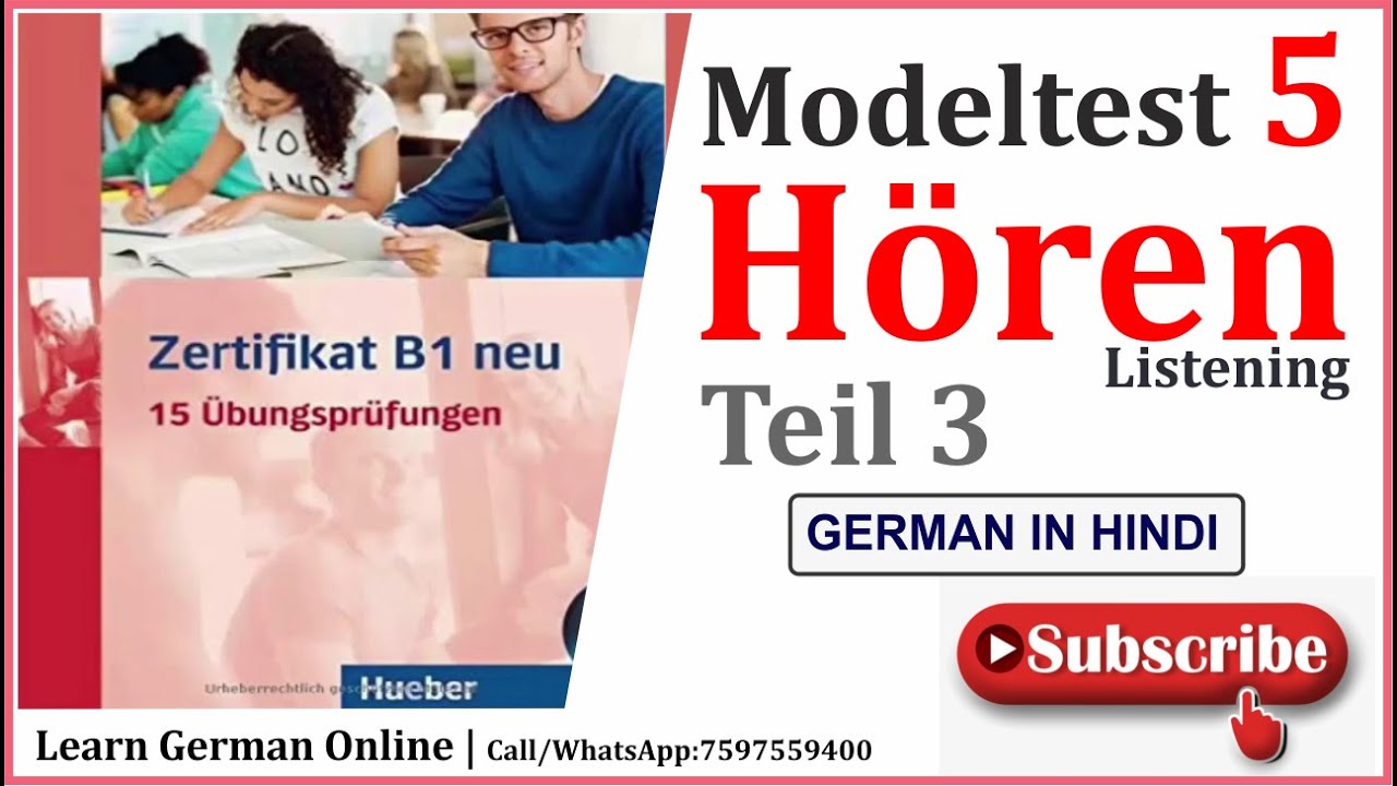 Zertifikat B1 Modellsatz | Modelltest-5 | Hören Teil-3 | German Listening Exam | Goethe Zertifikat
