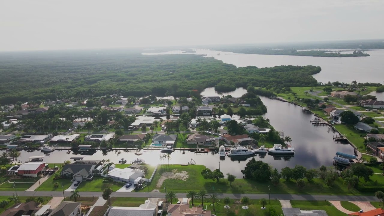 Drone video of a waterfront home in Cape Coral, Florida