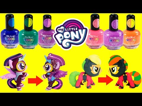DIY My Little Pony POWER PONIES Color Changing MAKEOVER Mood NAIL POLISH Toys Video