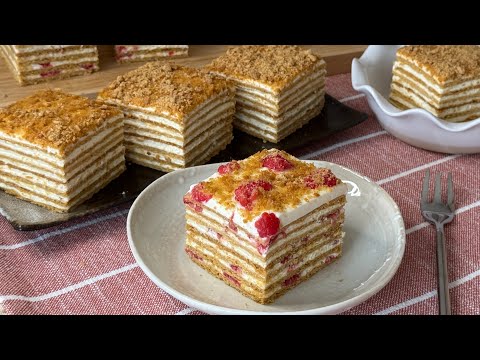 Medovik, a fabulous tender puff pastry cake with honey and sweet-sour cream icing