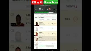 MI vs KOL | Kolkatta vs Mumbai Today  Match Best Prediction  | Dream 11 Team