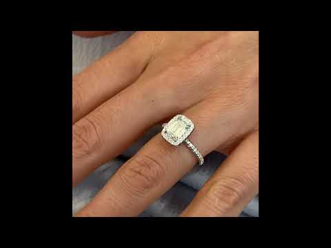 1.26 ct Emerald Cut Diamond Halo Engagement Ring