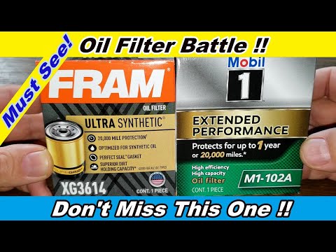 Fram Ultra XG3614 Oil Filter Cut Open vs. Mobil M1-102A Oil Filter Cut open