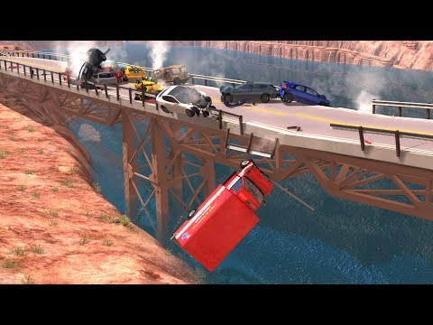 Collapsing Bridge Pileup Crashes #14 - BeamNG Drive Crash Testing