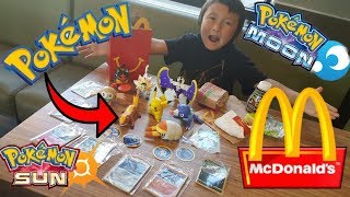 SECRET Way To Get Every POKEMON TOY At MCDONALDS In 1 HAPPY MEAL!! EARLY Sun & Moon POKEMON CARDS!!