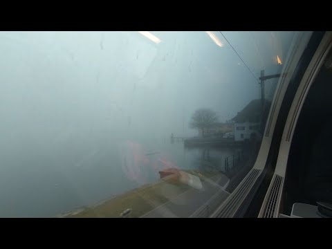 Long Train Ride in the Fog through Switzerland 4k - 8 hours ASMR