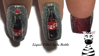 3D Coca-Cola Bottle Acrylic Nail Art Design Tutorial | Liquid Filled