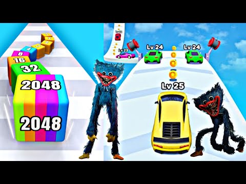 Huggy Wuggy. Jelly run. Merge car Run. Satisfying Mobile Games