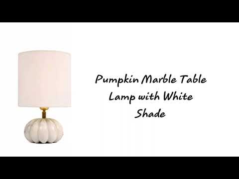 , title : 'Pumpkin Marble Table Lamp with White Shade | Poshnplush | Worldone Enterprises'