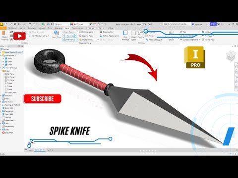 Autodesk Inventor Tutorial - Spike Concept Model – Direct, Loft, Pattern & Revolve Commands