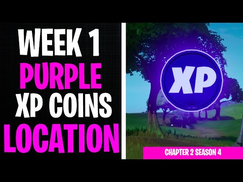 All 2 Purple XP Coins Locations Week 1 - Purple Power Punch Card Fortnite Chapter 2 Season 4