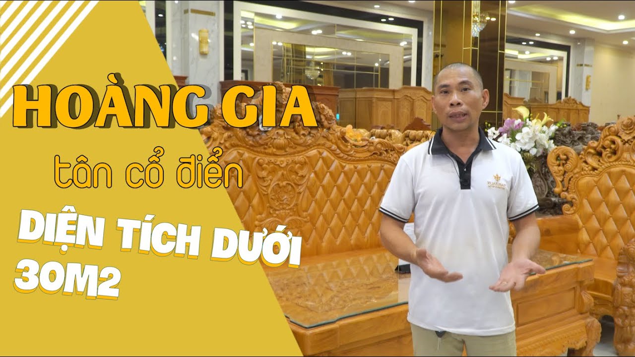 Phòng khách nhỏ ĐỪNG LO | Bộ bàn ghế phòng khách Hoàng Gia tân cổ điển 6 món như 10