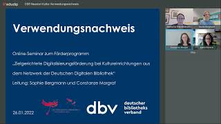 DDB Neustart Kultur – Seminar zum Verwendungsnachweis