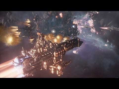 Imperial Navy (The Inquisition) vs Ork Pirates with a Space Hulk! - Battlefleet Gothic Armada