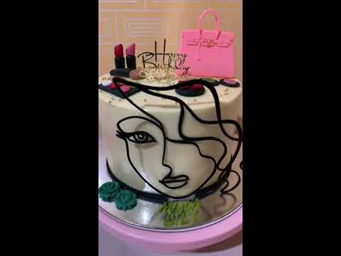 Art Lady Face & Cosmetics Theme Cake