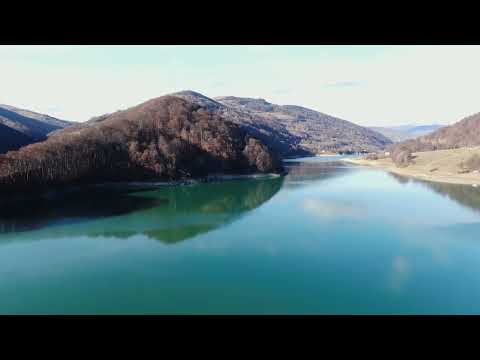 Drone cinematic view over Paltinu Lake