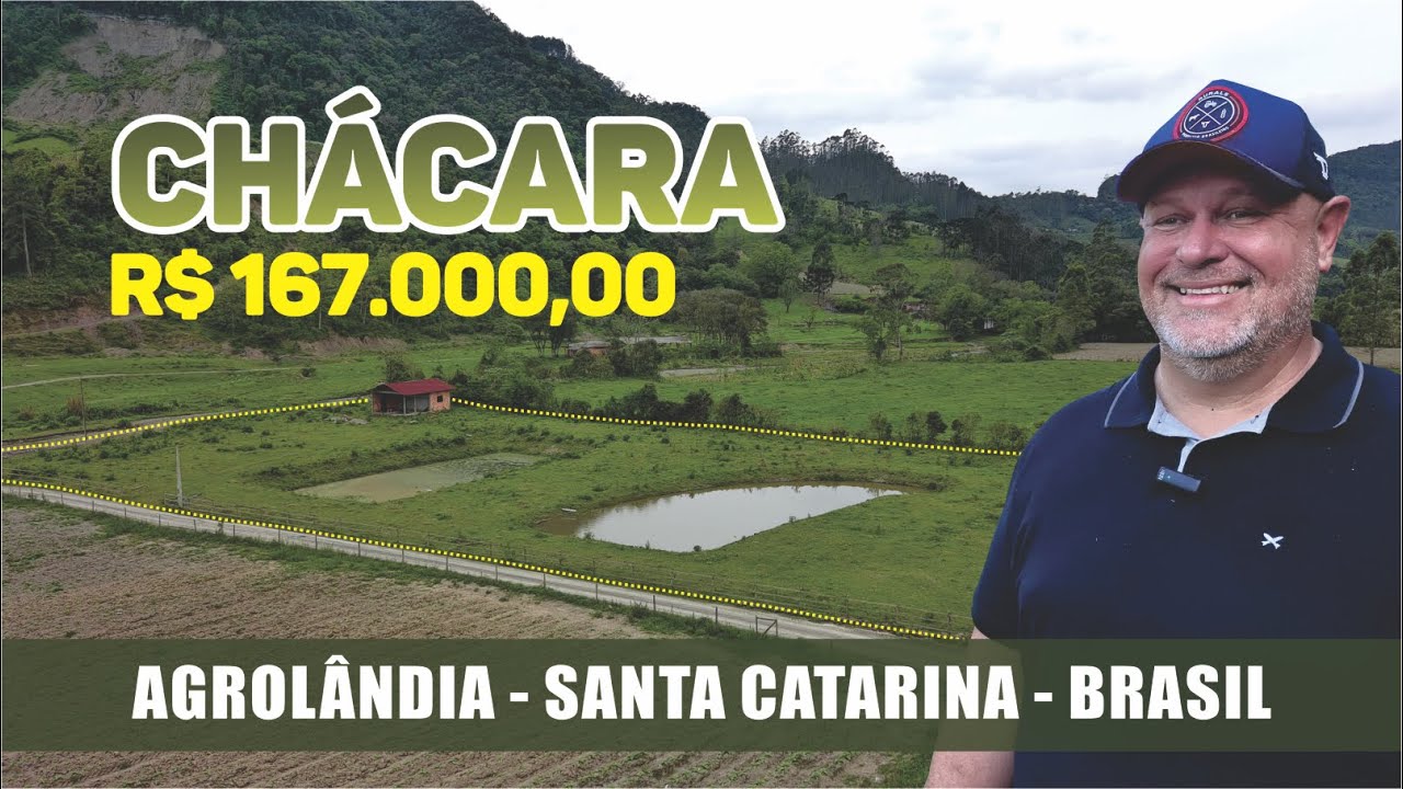 CHÁCARA 10.000,00 M² • 2 LAGOAS • QUIOSQUE • RIACHO • 100% PLANO • AGROLÂNDIA/SC