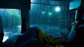 Heavy Rain Sounds for Sleeping in a Cozy Car | Night Thunderstorm to Calm Your Mind and Sleep