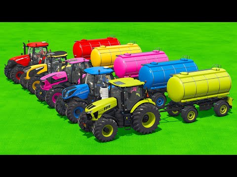 NEW HOLLAND vs KUBOTA vs DEUTZ FAHR vs CASE vs LANDINI TRACTORS BATTLE - Farming Simulator 25