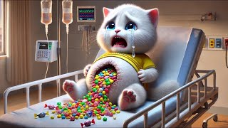 Little kitten's belly full of candies🍭🍬 after eating too many sweets🙀🍫 #ai #catlover #cutecat #