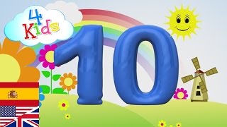 Bilingual Counting Numbers 1-10 english and spanish. Learning two languages for children