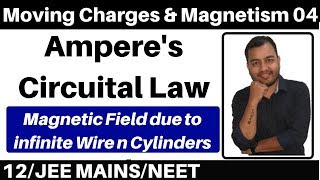Moving Charges n Magnetism 04 :Ampere's Circuital Law :Magnetic Field due to Infinte wire n Cylinder