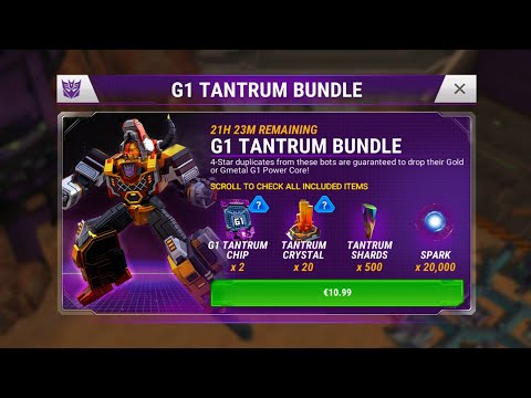 TANTRUM BUNDLE UNPACK, TRANSFORMERS EARTH WARS, GOT 4 4-STAR BOTS!!