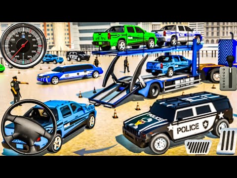 US Police Car Park Transporter Driving - Police Trailer Truck Driver Simulator - Android GamePlay