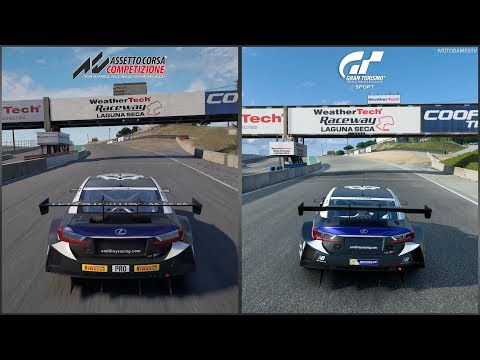 Assetto Corsa Competizione vs Gran Turismo Sport - Lexus RC F GT3 at Laguna Seca Comparison