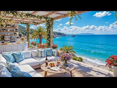 Relaxing Morning Jazz at Seaside Cafe Ambience 🌊 Sweet Bossa Nova & Ocean Waves for Stress Relief