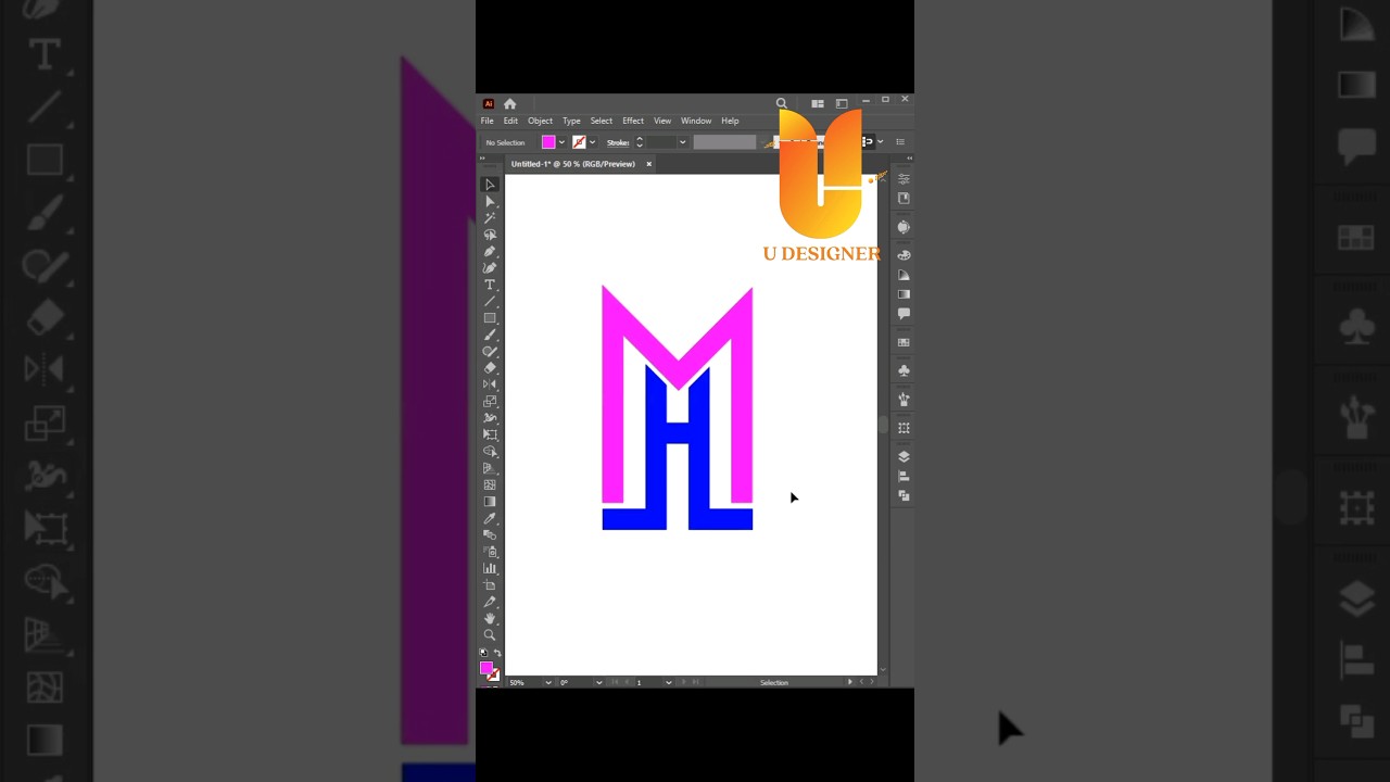 Simple MH logo design | Adobe illustrator tutorial #shorts #logo #viral